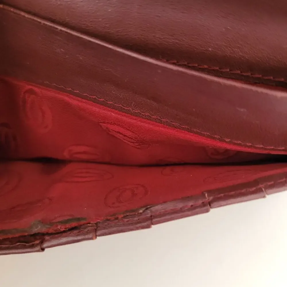 Cartier Vintage Bifold Leather Bordeaux Red Wallet Large Credit Card Checkbook